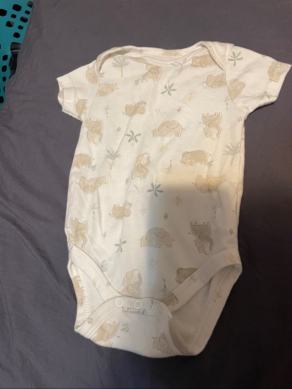 Le Top Cream Baby Bodysuit with Elephant Print